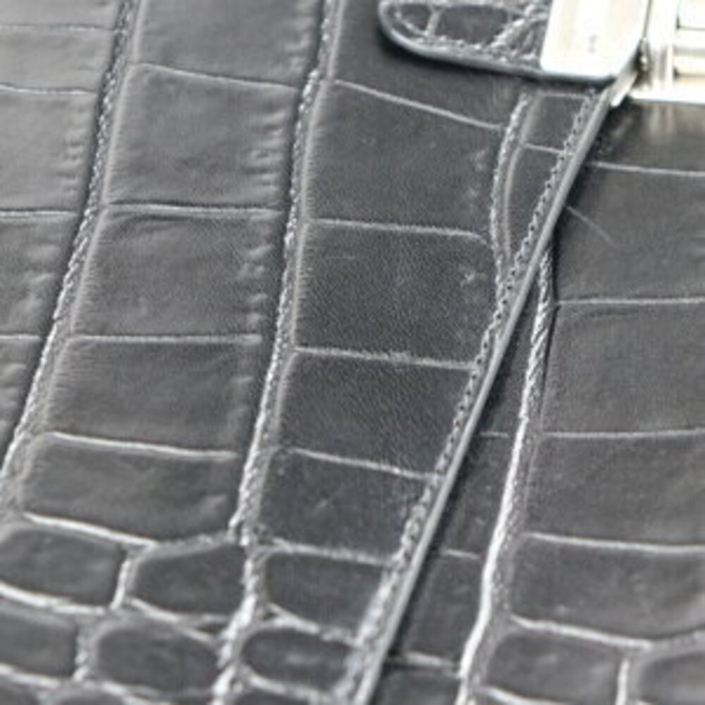 Celine briefcase flap Business Carry handbag shoulder embossed Crocodile black - Picture 6 of 9
